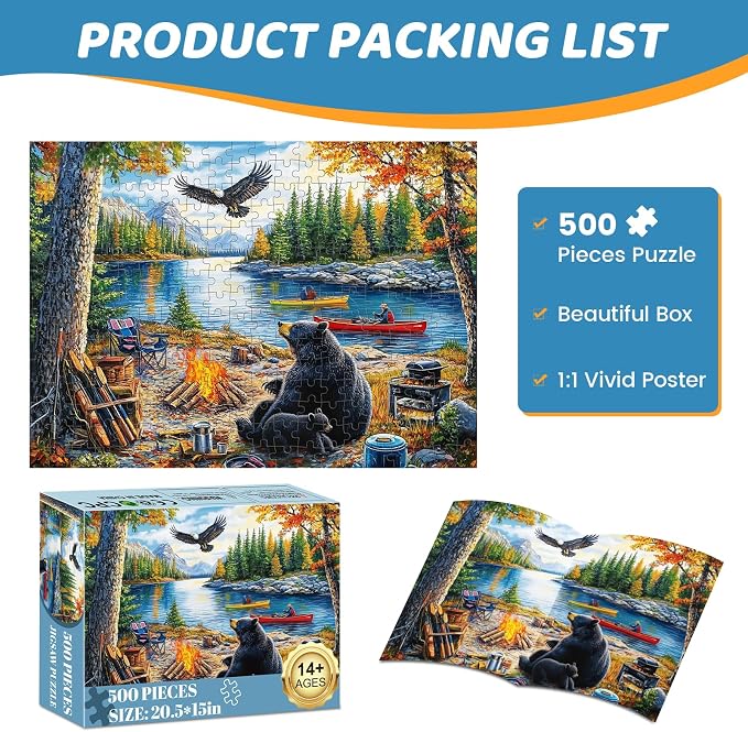 500 Piece Puzzles for Adults, Mother Bear Eagle Large Piece Jigsaw Puzzle for - Image 6