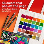 ARTISTRO 36 Fabric Markers for Clothes and Textiles – Permanent No-Bleed Fabric - Image 3