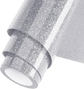 Silver Glitter HTV Heat Transfer Vinyl Roll 12inch x 5 ft by WOOGLITTER