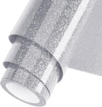 Silver Glitter HTV Heat Transfer Vinyl Roll 12inch x 5 ft by WOOGLITTER
