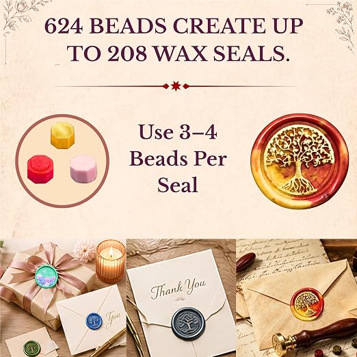 xxxHOLIC Wax Seal Kit, 624 Beads, 24 Colors | Crack-resistant, smokeless wax - Image 3
