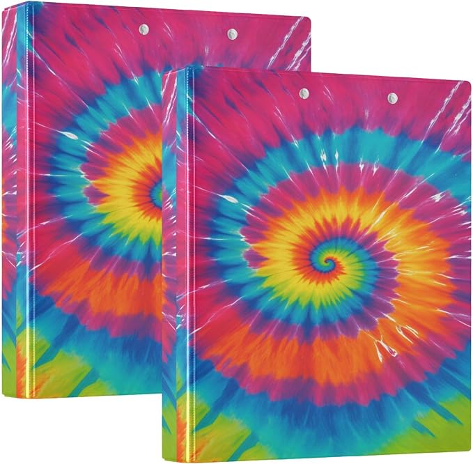 Tie Dye Round Ring Binders 1.5 Inch Rainbow 3 Ring Clipboard Binder - Image 8