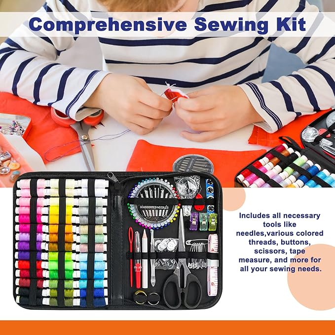 JUNING Sewing Kit with Black Case Portable Sewing Supplies - Image 5