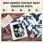 Tintnut Black Cowhide Heat Transfer Vinyl Roll, easy cut & weed, stretch - Image 3
