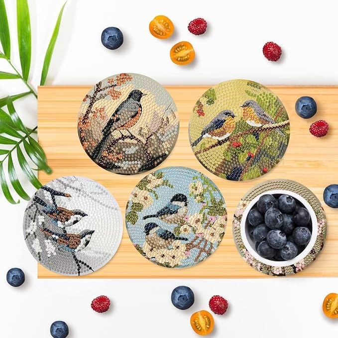 Clendo 8 PCS Bird Diamond Art Coaster Kits - Image 4