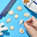 200 pcs Mixed Styles Sea Shell Theme Unfinished Wooden Cutout Charms Conch - Image 4