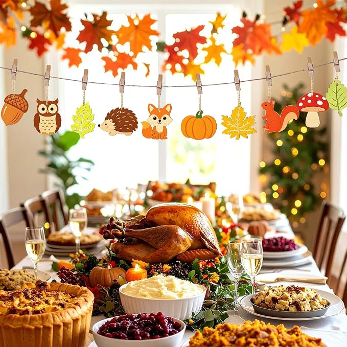 80PCS Wooden Fall Ornaments to Paint Thanksgiving Decorations, 10 Styles DIY - Image 5