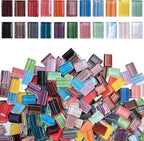 LITMIND 1.1LB Striped Crystal Glass Mosaic Tiles – Rectangle Mix Assorted Colors by LITMIND