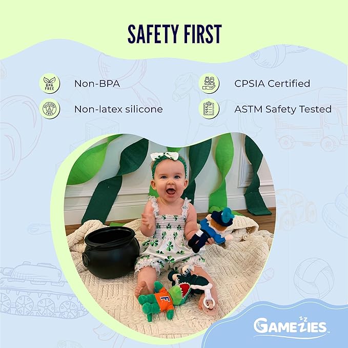 Gamezies Baby Boy and Girl Silicone Pacifier with Detachable Removable, Washable Plush Toy, Horse CPSIA Tested, BPA-Free 0-6 Months