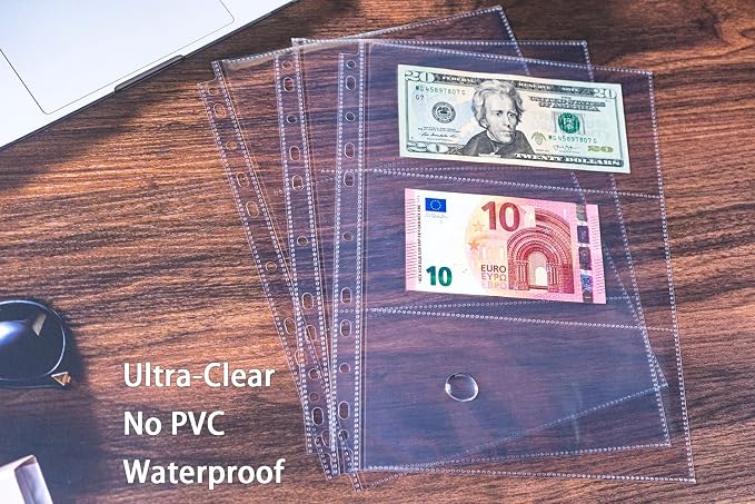30 Pack 180 Pockets 11 Hole Currency Collection Sleeves, Cash Collecting Album - Image 6