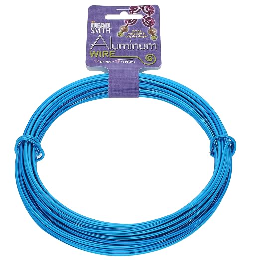 The Beadsmith Anodized Aluminum Wire – 12 Gauge – 39 feet – Turquoise Color – by TheBeadsmith
