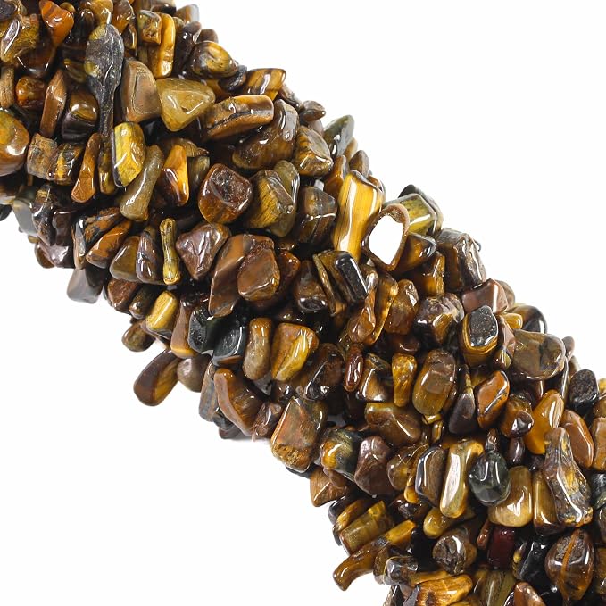260pcs Natural Tiger Eye Crystal Beads Chips 5mm to 8mm Irregular Gemstone Beads by Ouubuuy