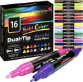 16 Dual-Tip Acrylic Paint Pens, Both Extra Fine and Medium Tip Paint Markers by ArtShipDesign