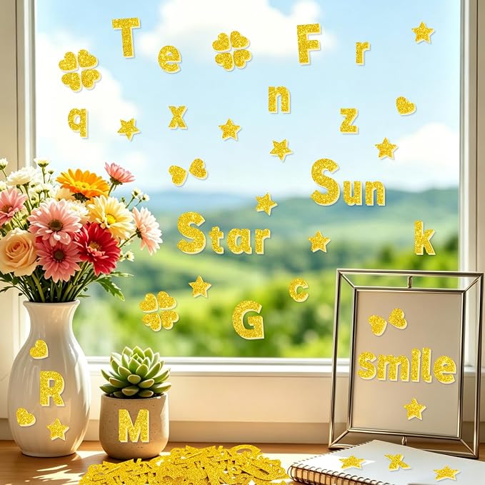 Glitter Foam Letter Stickers 469 Pcs Self-Adhesive Uppercase & Lowercase ABC - Image 5