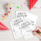 Black and White Birthday Invitations, 25 Double-Sided Invitation Cards - Image 3