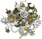 100g Craft Supplies Small Antique Bronze Silver Sun Moon Star Charms Pendants - Image 6