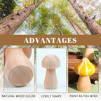 36 Pieces Unfinished Wooden Mushrooms 6 Size Natural Plain Unpainted Wooden - Image 4