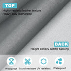 Grey Faux Leather Fabric 39"×55" Smooth Grain Upholstery Vinyl - Image 2
