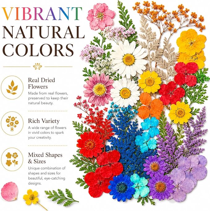 155 pcs Dried Flowers for Resin, Natural Flowers and Leaves Kit - Image 9