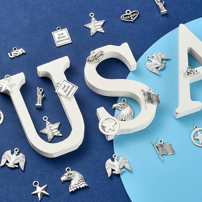 DanLingJewelry 100Pcs 10 Styles Patriotic Charms - Image 4