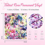 Tintnut Rose Pattern Permanent Vinyl 12x10in 8 Sheets Adhesive Vinyl | - Image 2