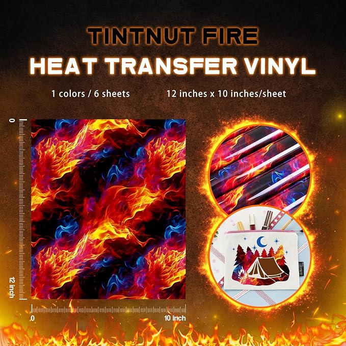Tintnut Orange Blue Flame Heat Transfer Vinyl, stretch washable, suitable - Image 2