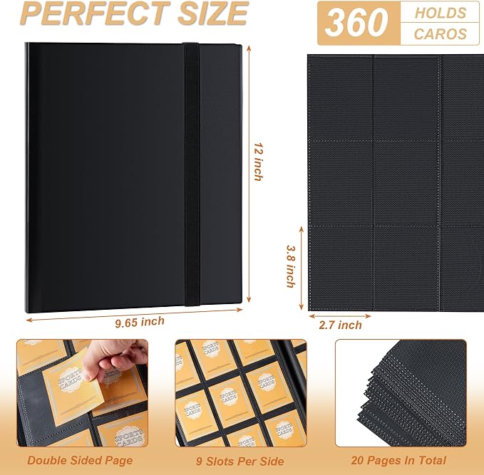 Card Binder 9 Pocket Storage 360 Card Binder, Trading Card Binder Senior and - Image 2