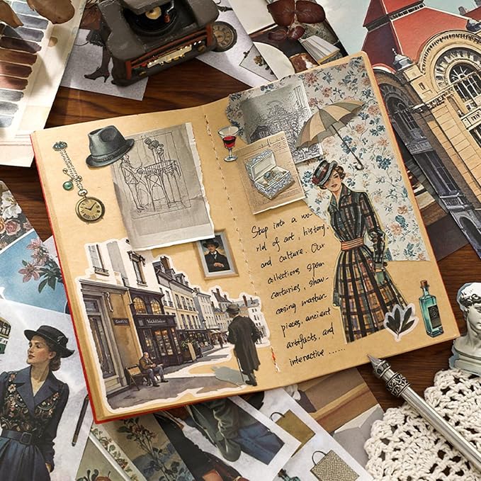Vintage washi Stickers, Pre-Cut Ephemera Sticker Book - Image 5