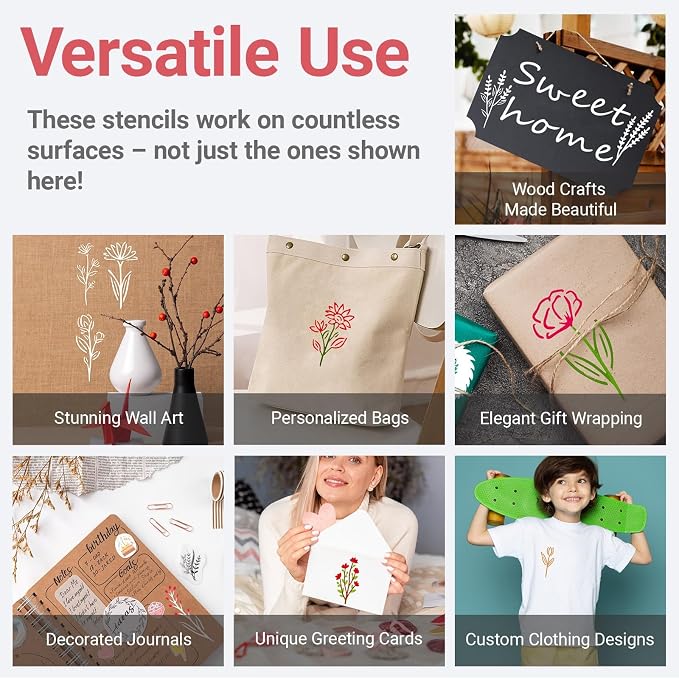 50PCS Flower Stencils for Painting, Small Botanical Stencils for Crafts Reusable - Image 3