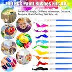 100Pcs Small Paint Brushes Bulk, Anezus Flat Top Acrylic Classroom Brush - Image 2