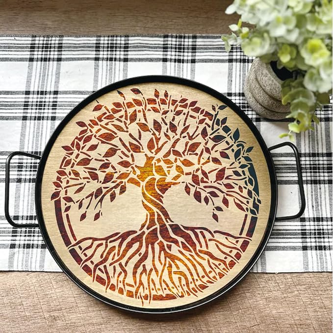 14 Inch Large Tree Stencils for Painting on Wood Crafts Reusable Tree of Life - Image 2