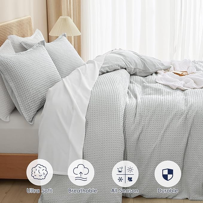 PHF Waffle Weave Duvet Cover California King, No Snagging Ultra Soft Luxury - Image 4