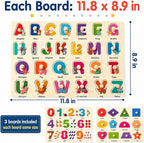 Wooden Peg Puzzles for Toddlers, 3 Pack Large Wooden Knob Puzzles for Ages 3-5 - Image 6