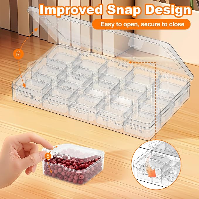 Bead Organizer Box, 2 Pack 30 Pcs Clear Plastic Storage Containers Features - Image 5