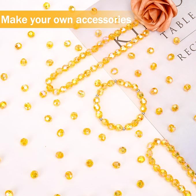 BONNY BOXX 1000pcs 6mm Acrylic Faceted Round Crystal Beads Transparent Orange - Image 3