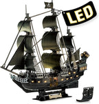 3D Puzzle for Adults Moveable LED Pirate Ship by CubicFun