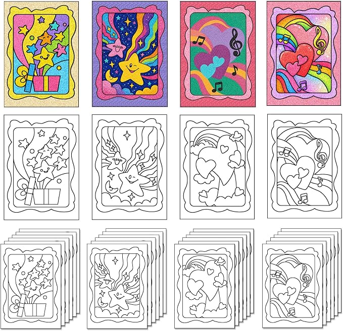 Watersay 24 Pack Unfinished Adhesive Sand Art Painting Boards Peel Stick by Unknown