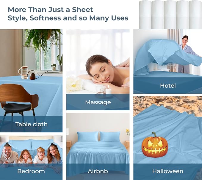 Royale Linens 100% Organic Cotton Full Flat Sheet Only - Image 8