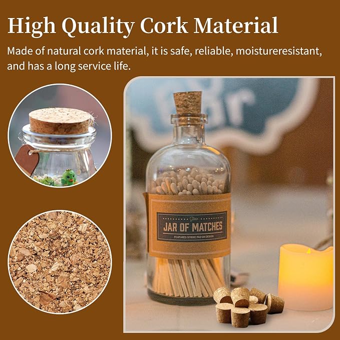 Natural Cork Stoppers for Bottles, Salt and Pepper DIY Projects, Airtight - Image 6