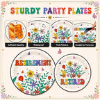 100 Pcs Flower Retirement Party Plates and Napkins Set Happy Retired Birthday - Image 3