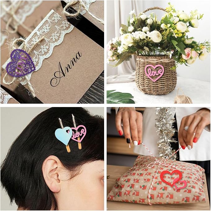 45 pcs Mixed Styles Heart Theme Unfinished Wood Cutout Charms Love Sweet Wood - Image 7