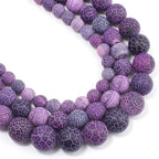 48pcs Natural Matte Purple Oxidized Gemstone Beads，8mm Frosted Round Loose by Yochus