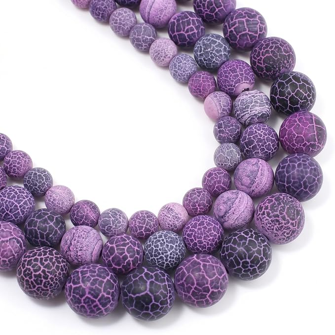 60pcs Natural Matte Purple Oxidized Gemstone Beads，6mm Frosted Round Loose by Yochus