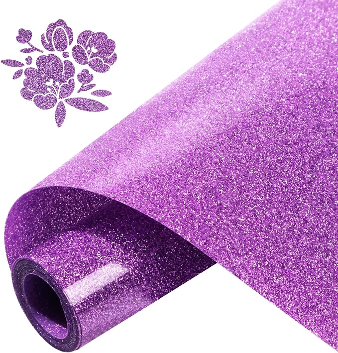 DUEUIOE Light Purple Glitter Heat Transfer Vinyl 12" x 5FT by Unknown