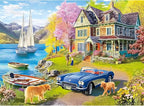 500 Pieces Puzzle for Adults, Lake Vacation Puzzle, House and Dogs Landscape by Maiqufa