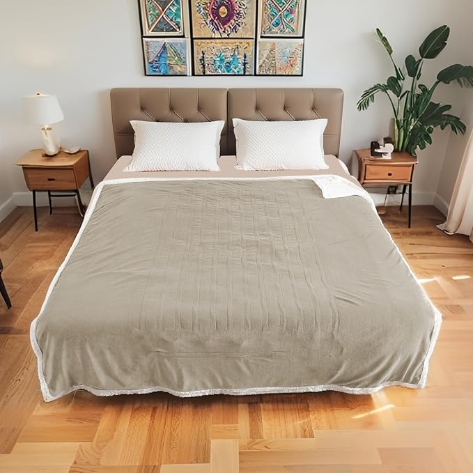 Electric Heated Blanket Full Size 72"x84", Soft Flannel - Image 8