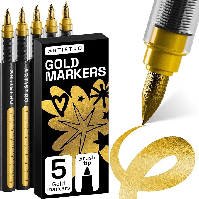 ARTISTRO 5 Gold Paint Pen for Rock, Painting by ARTISTRO