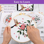 Embroidery Kit for Beginners, 3 Pack Hummingbird and Flower Cross Stitch Kits - Image 3