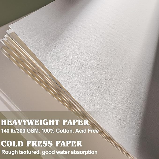300 Sheets Watercolor Paper 8.5 x 11, 140 lb/300 GSM Cold Press Watercolor - Image 3