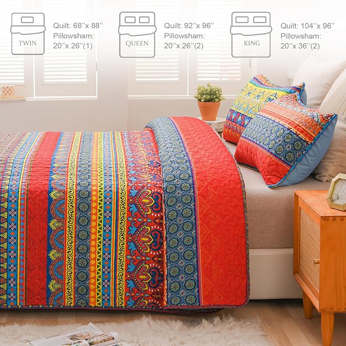 Exclusivo Mezcla Reversible Boho Quilts King Size - Image 6